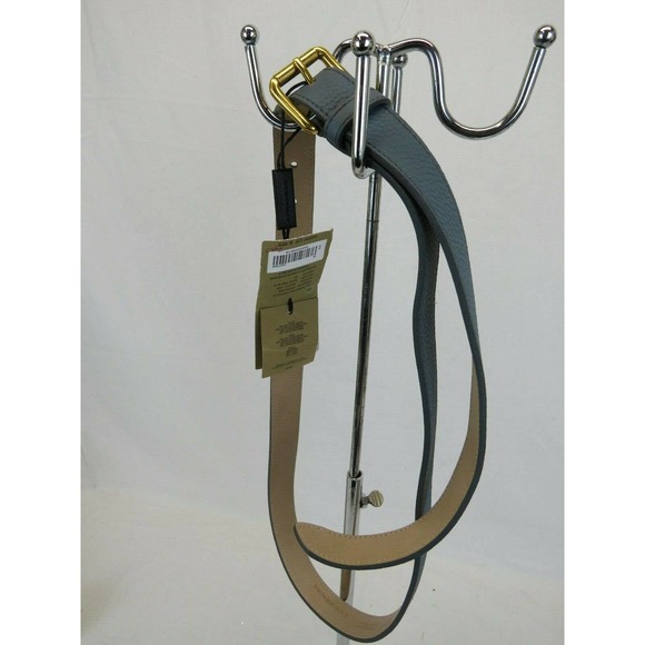 BURBERRY THOMAS 25 DUSTY BLUE GRAIN LEATHER LOGO WOMEN'S GOLD BUCKLE BELT 70 28 - Picture 8 of 12